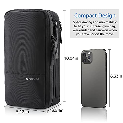 Purevave Compact Mens Toiletry Travel Bag Hanging, Mens Dopp Kit for Travel Waterproof, Wash Pouch Black by P PUREVAVE - Image 4