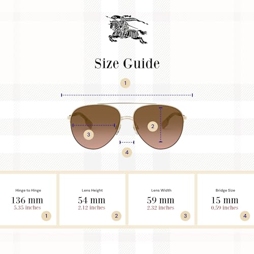 BURBERRY BE3113 Ferry Aviator Sunglasses for Women +BUNDLE with ACCESSORY EYEWEAR KIT3