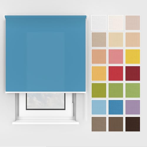 Estika Rollo mit Bohren Deckenmontage und Wandmontage, Breite: 100 cm, Höhe: 150 cm, Farbe: Blaue Lagune, 25 Stoff Farben, Fenster rollos für innen, Sichtschutz für Fenster und Balkontür