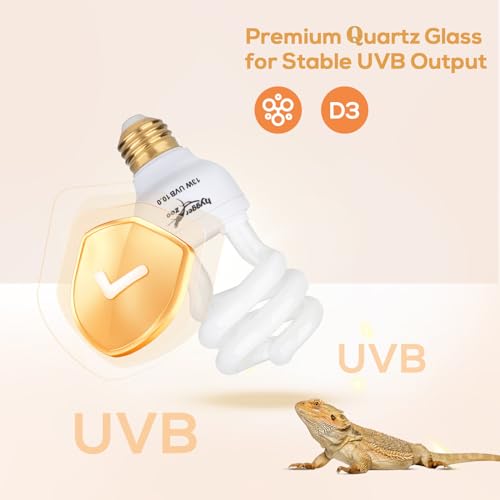 UVB Bulb for Reptiles, 10.0 13W UVB Light for Reptiles, Hygger zoo UVA UVB Reptile Light Bulb Reptile UVB Bulb UVB Light for Bearded Dragon Turtle Lizard Reptile Lamp Terrarium Lamp for Desert Reptile - Thumbnail 6