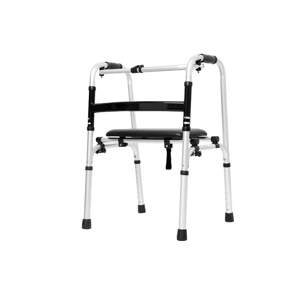Cadre de marche pliable avec siège et hauteur réglable pour adultes et personnes âgées