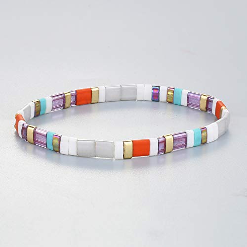 Image of KELITCH Women Pearl Beaded Bracelet Tila Stretch Bracelets Candy Colors Friendship New Jewelry