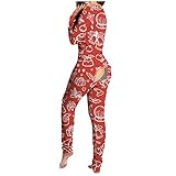 navidad mono de nieve Características: Mono de mujer con botones y estampado navideño funcional con solapa abotonada para adultos. Ligero, transpirable, ultra suave, ajustado, sin etiquetas: perfecto para sus necesidades básicas y actividades diarias. Ser liviano, cómodo y ajustado.