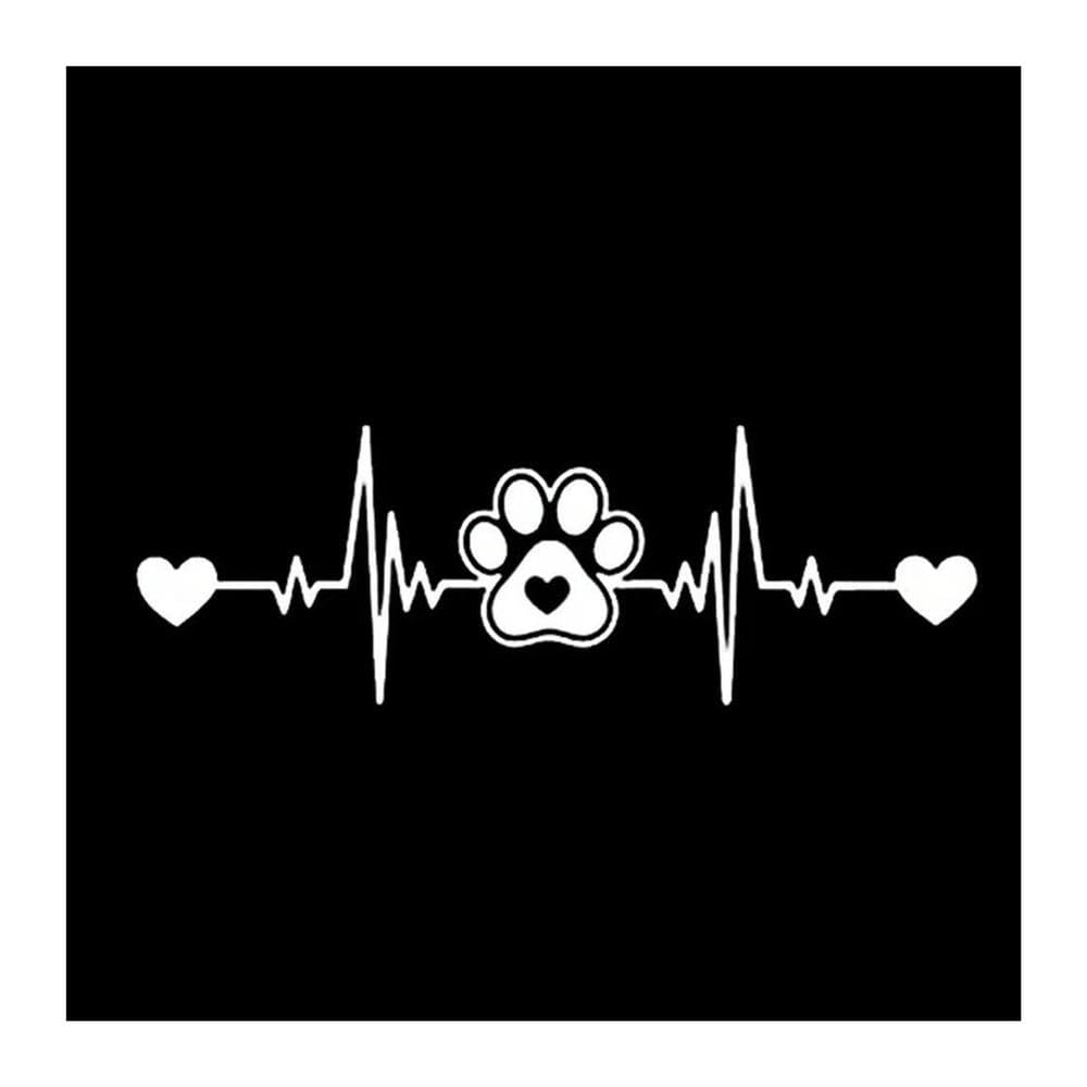 Dog Paw Heartbeat Car Decal Sticker 20x6.5cm for Cars Trucks Van Walls Laptop(White)