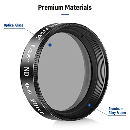Image of NEEWER Lunar Filter Kit with 3 ND Lunar Filters (ND0.9 ND0.6 ND0.3), Lunar Starglow Filter, Moon Map, Cleaning Cloth for Moon Viewing Lunar Observation, Compatible with 1.25 inch Telescope Eyepiece, FL-25