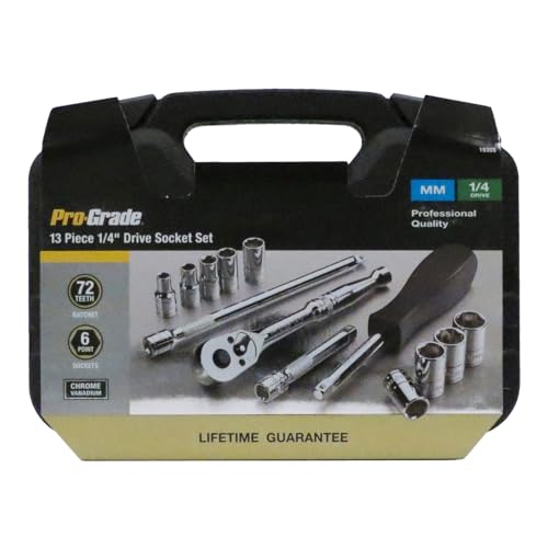 Image of Pro-Grade 13-Piece 1 /4-Inch Drive Metric Mechanics Tool Set, 19205