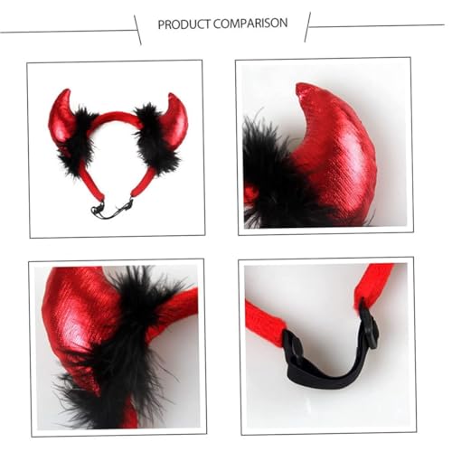 Disfraz Halloween para mascotas diablo con cuernos rojo ajustable miniatura 4