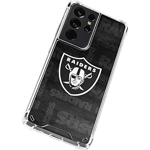 Skinit Clear Phone Case Compatible with Galaxy S21 Ultra 5G - Officially Licensed NFL Las Vegas Raiders Black & White Design