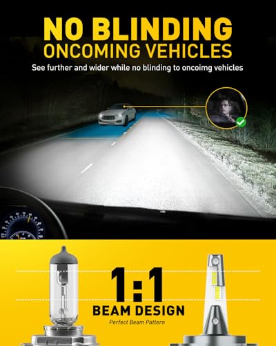Image of AUXITO H4 /9003 /HB2 LED Bulbs, 900% Brightness 6500K Cool White, CSP Chips 9003 Fog Lamps Replacement, Play and Plug, Pack of 2