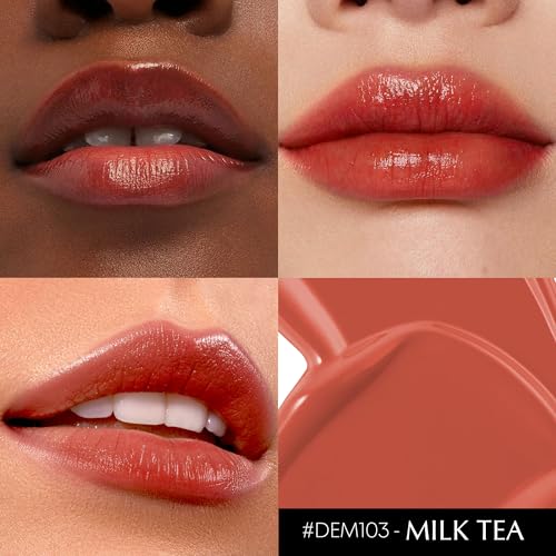 Image of Depuplum Brown Nude Lipstick for Women Tinted Lip Balm for Dry Lips | Sheer Nourishing Hydrating Glossy Creamy Lipstick Glow Reviver Lip Stick,DM103 Milk Tea