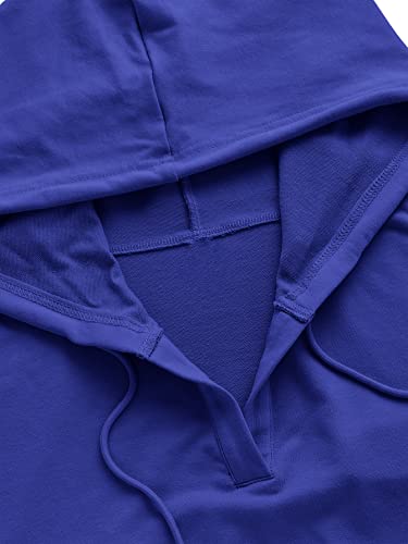 Verdusa Women's Long Sleeve Drop Shoulder Drawstring Crop Hoodie Sweatshirt Royal Blue M #TOP2