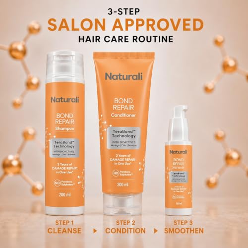 Image of Naturali Bond Repair Conditioner for Frizzy Hair & Dry Hair | Repairs Damaged & Frizzy Hair, Reduces Hair Breakage | Powered by TeraBond Science | With Keratin, Moringa Seed, Chia Seed, Vegetable Protein & Bamboo Extract | Repairs 2 Years of Chemically Treated Damaged Hair in 1 Wash | Paraben & Sulphate Free Conditioner | For All Hair Types | 200ml