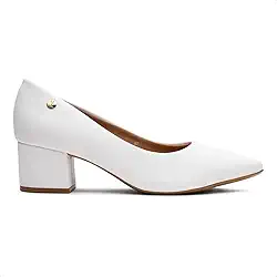 Scarpin Feminino Salto Bloco Pelica Creme Vizzano 1220.315