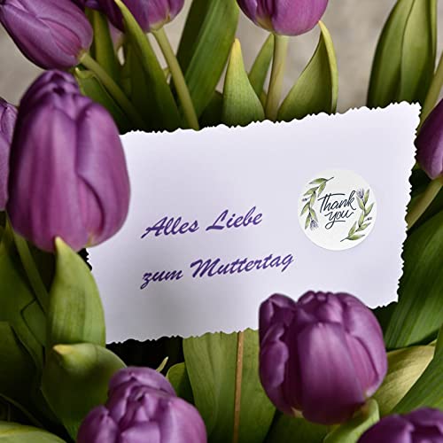 1.5 Inch Thank You Stickers, 600 Pcs Of Purple Floral Thank You Stickers, Self-Adhesive Labels For Baking Packaging, Envelope Sealing, Small Business, Birthday, Party Gift Wrap Bags #TOP2