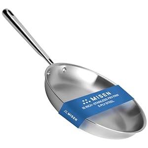Misen 5-Ply Stainless Steel Pan – Superior Heat Retention & Larger Cooking Surface for Searing & Sautéing -Stay Cool Ergonomic Handle – 10 Inch