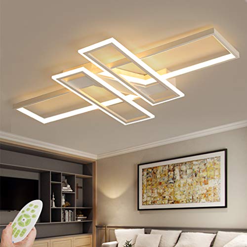 Plafonnier LED de salon à intensité variable 3000K-6500K en acrylique Moderne cuisine Lustre Couleur de la lumière/luminosité réglable moderne Désign chic pour salle à manger chambre à coucher Lampe