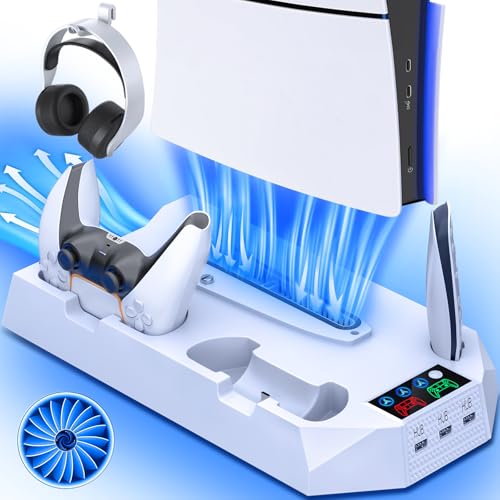 PS5/Slim/Pro Cooling Station with Controller Charging Station for Playstation 5