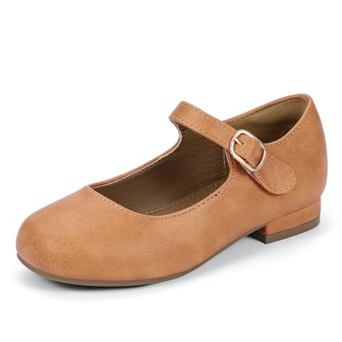 Hehainom Girls Dress Shoes Mary Jane Ballet Flats Little Big Kids Flower Girl Low Heels School Wedding Party Shoes