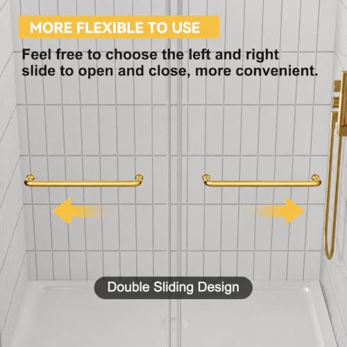 Image of Findepot Frameless Double Sliding Shower Door, 44-48 inch W x 75 inch H, 8mm Glass