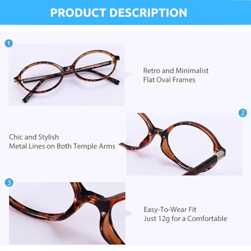 Firmoo Oval Blue Light Blocking Glasses Reduce Eye Strain Computer Gaming Eyeglasses Bluelight Glasses for Woman/Men Tortoise by Firmoo - Image 5