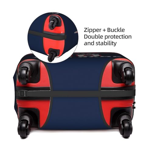 Image of Custom New England Luggage Cover Personalized Football Style Suitcase Cover with Name Number Customized Washable Elastic Sports Travel Suitcase Protector for Business Vacation Gifts