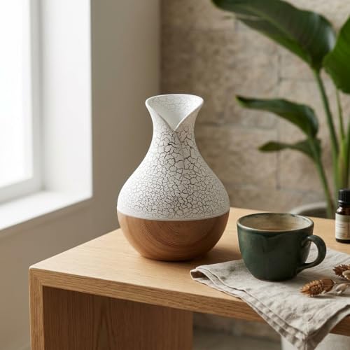 Image of Lakshiv Aroma Diffuser Humidifier for Room & Home with LED Light | Ultrasonic Cool Mist Air Humidifier for Bedroom | Essential Oil Diffuser | Wood Grain Finish Touch Operation - 30ml (Silver Crystal)