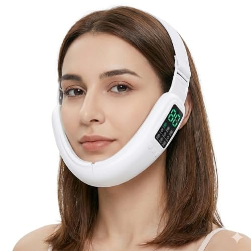 V-Face Machine and Electric Double Chin Device with 15 Gear Adjustable Intensities and 8 Modes – Intelligent Double Chin Machine for V-face. Free 3D Face Roller for Skin Care