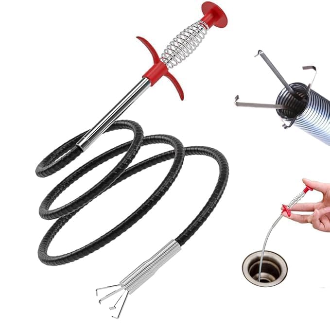 Sink Drain Cleaner Cable 5Ft (160CM) – Flexible Spring Drain Clog Remover for Kitchen & Bathroom Sinks, Hair Catching Drain Pipe Cleaning Wire Tool-picture-18