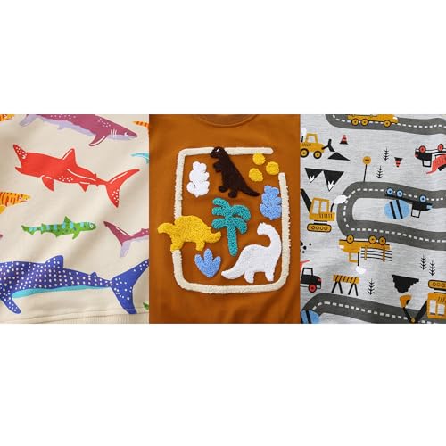 Image of Toddler Boys Crewneck Sweatshirt, Cotton Long-Sleeve Pullover Cartoon Print