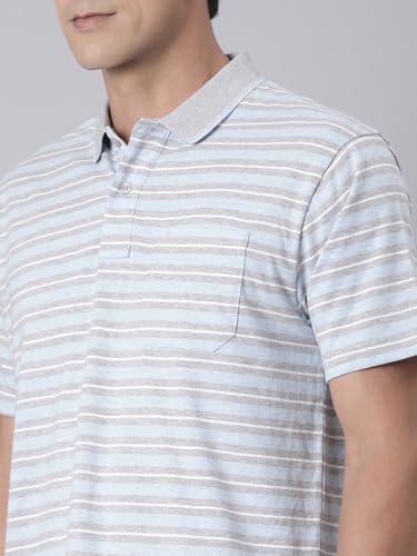 Image of Classic Polo Men's Half Sleeve Polo Neck Authentic Fit Striped Cotton T-Shirt