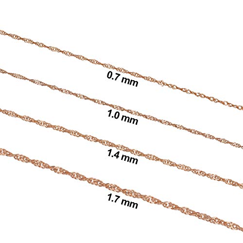 Kooljewelry 10k Rose Gold Singapore Chain Necklace (0.7 mm, 20 inch) - Image 4