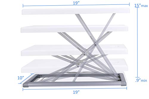 Rocelco 19" Portable Laptop Riser, Height Adjustable Travel Standing Desk Converter, Premium Compact Sit Standup Keyboard Monitor Rising Workstation With Carry Bag, White R Pdrw #TOP3