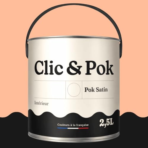 POK SATIN Peinture Mur Plafond – Intérieure Satinée, Lessivable, Multisupport - Saumon clair...