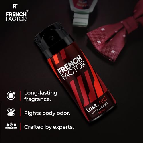 Image of The French Factor Lust Red Deodorant Body Spray For Men, Combo (150ml, Pack of 2)
