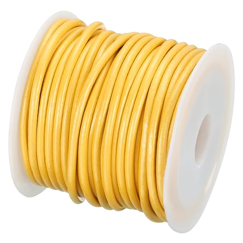 Cuerda de cuero de vacuno redondo 2 mm oro para fabricación de collares y joyas 2