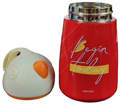 Image of FunBlast Stainless Steel Hot and Cold Water Bottle - Leak Proof Sipper Bottle, Stainless Steel Thermos for Girls, Cute Water Bottle Cup, Insulated Vacuum Cup Flask for Kids - 320 ML (4057-Red)