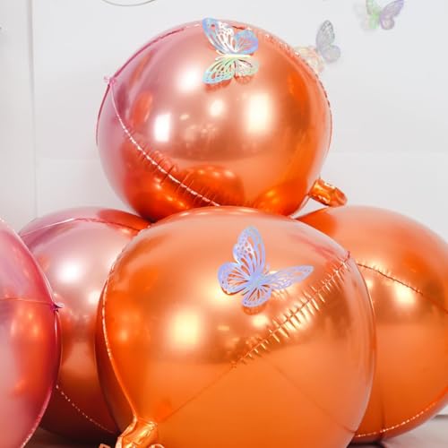 Image of Metallic Orange Round Foil Balloons Summerween Decor 22 Inch 6 Pcs