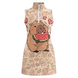 Generisch Categoría de producto Vestido de niña - Vestido sin mangas con cremallera Estampado Cuello alto Traje diario versátil ligero para, caqui, 4-5 años