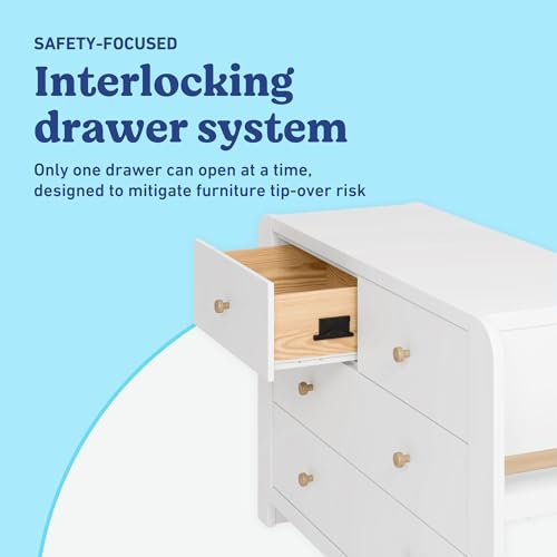 Image of Graco Read-with-Me 6 Drawer Dresser with Bookshelves, White with Driftwood | GREENGUARD Gold Certified, Removable Bookshelves, Nursery & Kids Bedroom Wood Dresser, Spacious Storage, Interlocking Drawers