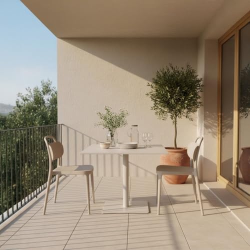 KLAST Chaise de Salle à Manger Edda en Polypropylène Beige, Minimaliste et Vintage, Empilable, 47 cm x 78 cm, Idéale pour Cuisine, Salle à Manger ou...