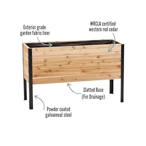 100% Canadian Cedar Wood Elevated Garden Bed for Gardening - Planter Pot to Grow Herbs Flowers, and Vegetables at Home Indoor and Outdoor Patio Balcony Deck - 18” x 48” x 30” 100 Canadian Cedar Wood Elevated Garden Bed for Gardening Planter Pot to Grow Herbs Flowers and Vegetables at Home Indoor and Outdoor Patio Balcony Deck 18 x 48 x 30