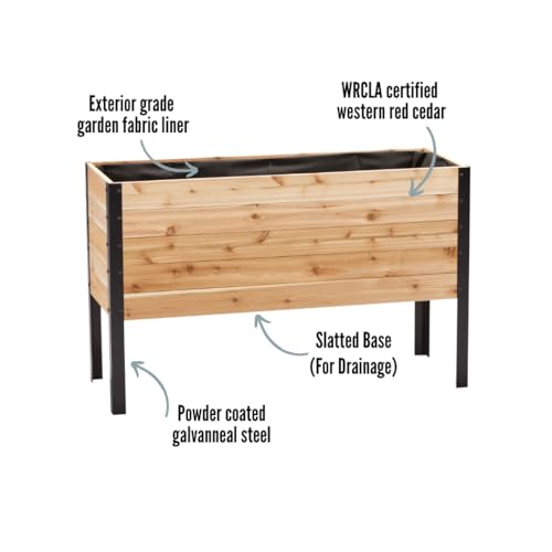 100-Canadian-Cedar-Wood-Elevated-Garden-Bed-for-Gardening-Planter-Pot-to-Grow-Herbs-Flowers-and-Vegetables-at-Home-Indoor-and-Outdoor-Patio-Balcony-Deck-18-x-48-x-30 100 Canadian Cedar Wood Elevated Garden Bed for Gardening Planter Pot to Grow Herbs Flowers and Vegetables at Home Indoor and Outdoor Patio Balcony Deck 18 x 48 x 30