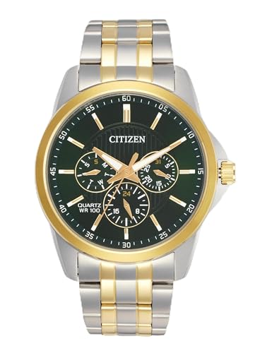 Image of Citizen Stainless Steel Analog Quartz Multifuction Men's Black Dial Watch - AG8348-56X, Band Color-Two-Tone