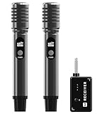 Wireless Microphones, Microphone with One-to-One Chip Connection and Rechargeable Receiver, 40H Duration, 200FT Range Receiving, Less Latency, Metal construction Microphone for Singing