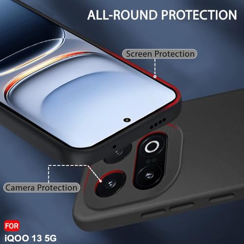 Image of TheGiftKart Sleek Back Cover Case for iQOO 13 5G | Slim Fit Protective Design | Ultra Matte Finish | Camera Protection Bump | Soft Silicon Back Cover Case for iQOO 13 5G (Silicone, Black)