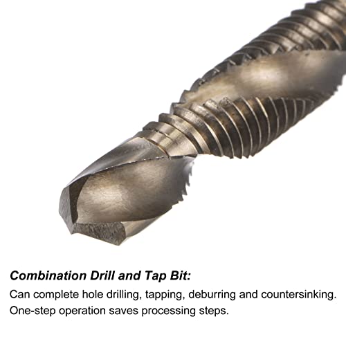 Uxcell A22040200UX0937 Combination Drill And Tap Bit, 1/4 Inch Hex Shank M8 X 1.25 Metric Titanium Coated High Speed Steel 6542 Spiral Flute Drilling Tapping Tool 2Pcs thumb #2