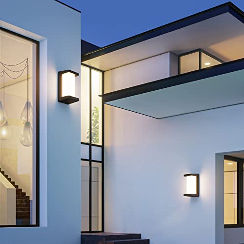Klighten 2 Stück LED Außenwandleuchte, 3000 K, wasserdichte IP65 Wandleuchte für den Innen- und Außen, Moderne Außenwandlampen aus Aluminium, geeignet für Haus, Garten, Terrasse, usw, Schwarz – Bild 3