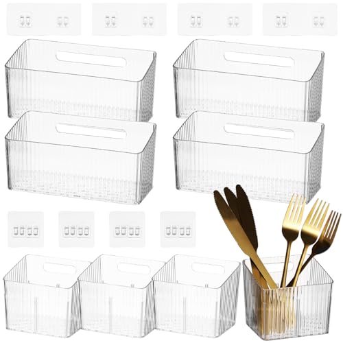 8 PCS Clear Cabinet Door Organizer Bins with Adhesive Hooks,...