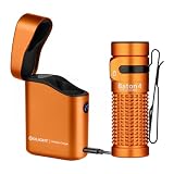 OLIGHT(オーライト) Baton 4 Kitフラッシュライト 1300ルーメン 充電ケース付き 小型 強力 無段階調光 懐中電灯 ハンディライト 充電式 キャンプ用 釣り用 登山用 軽量 IPX8防水 防災 停電対策 (オレンジ)