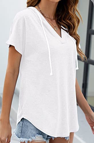 Image of Womens Long Sleeve V Neck Hoodie Sweatshirts Lightweight Pullover Tops
